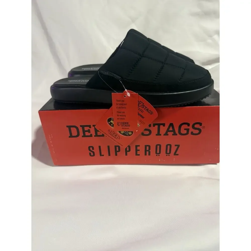 Deer Stags Slipperooz Oslo Black Cushioned Slide Slip-On Slippers Mens 8 M